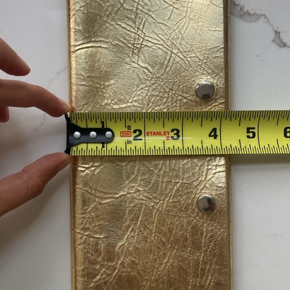 Gold Metallic Leather Clutch - Picture 7 of 7